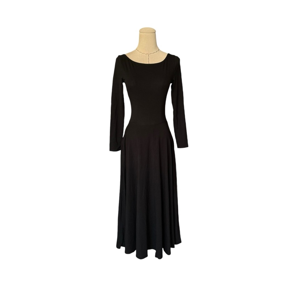 Reformation Jeans Black Lou Dress Pockets Fit & Flare Scoop Neck Size Xs
